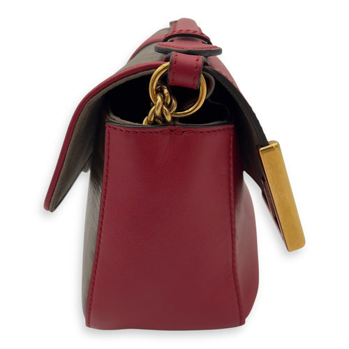 Fendi Double F Shoulder Bag Brown in Coated Canvas, Gold hardware_6