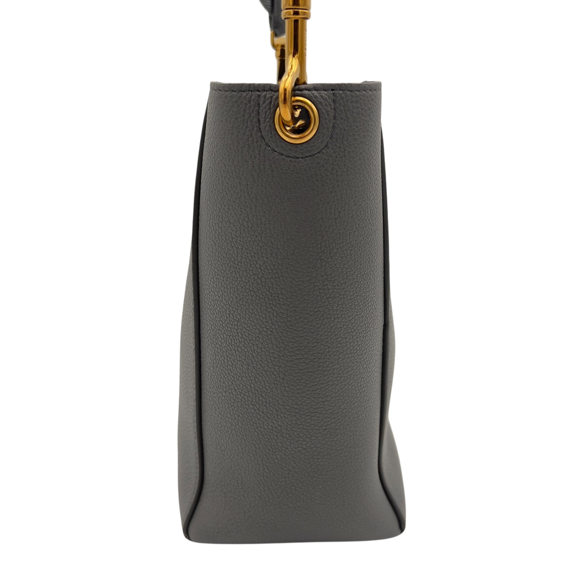 Celine Sangle Shoulder Bag Grey in Calfskin, Gold hardware_5