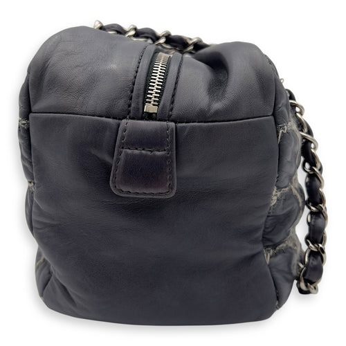 Chanel Double Stitch Bubble Grey Shoulder Bag in Tweed and Lambskin, Silver hardware_4