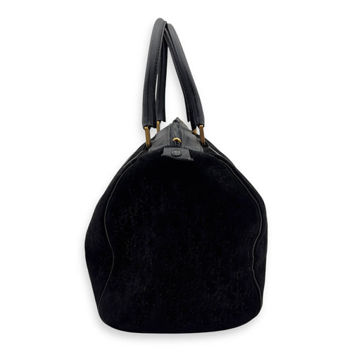 Christian Dior Vintage Top Handle Bag Black in Suede Leather, Gold hardware_4