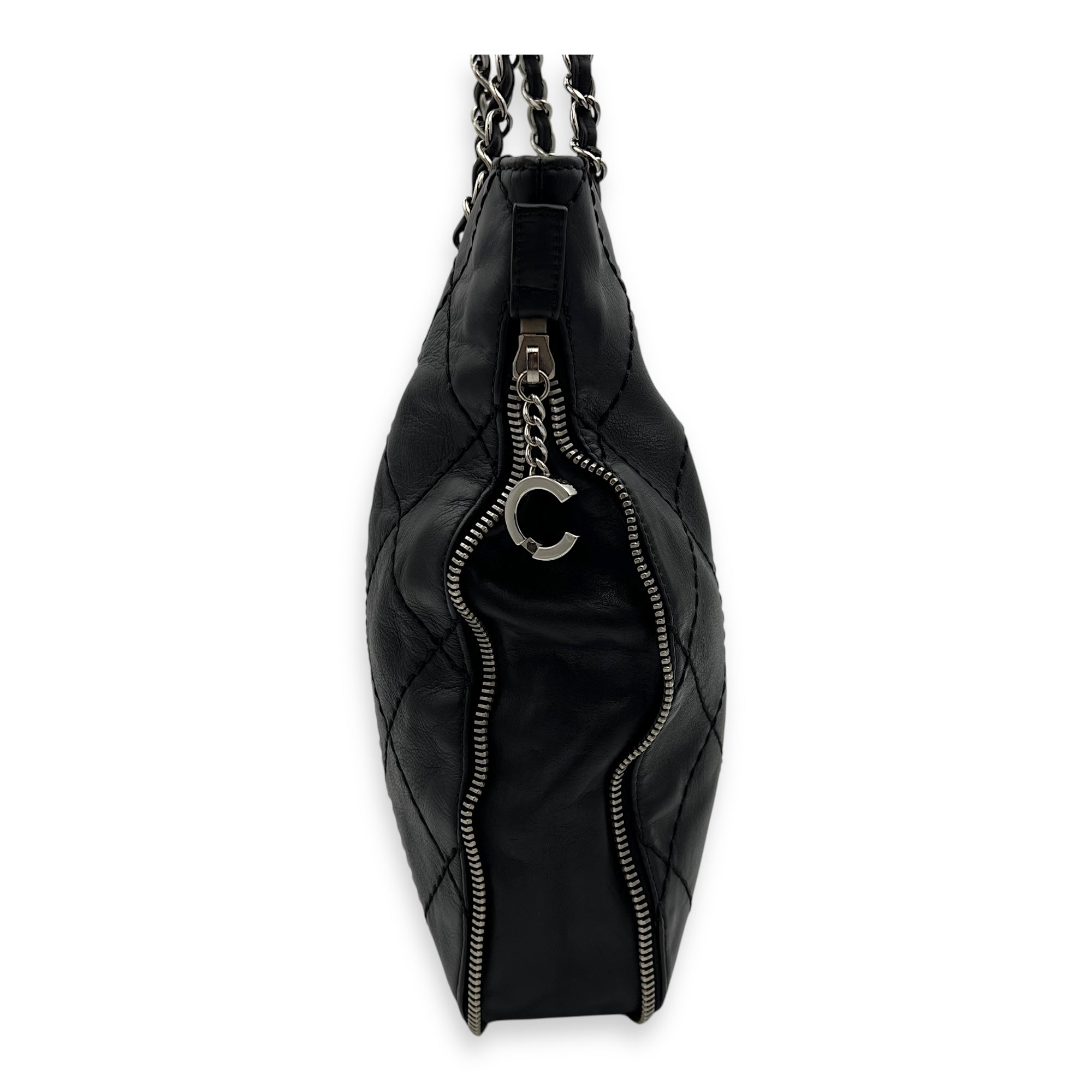 Chanel Wild Stitch Tote Bag Black in Calfskin, Silver hardware_6