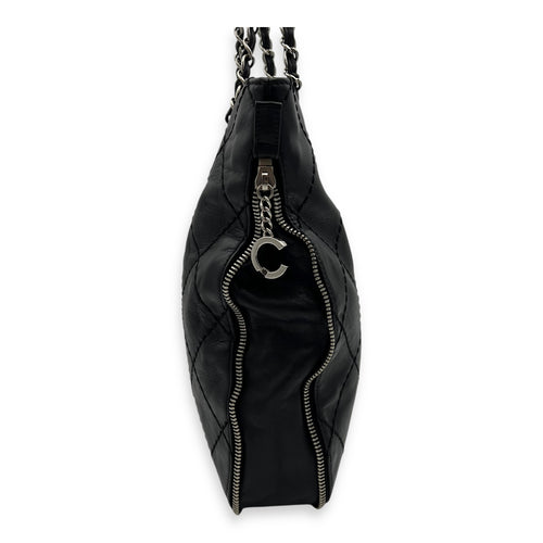Chanel Wild Stitch Tote Bag Black in Calfskin, Silver hardware_6