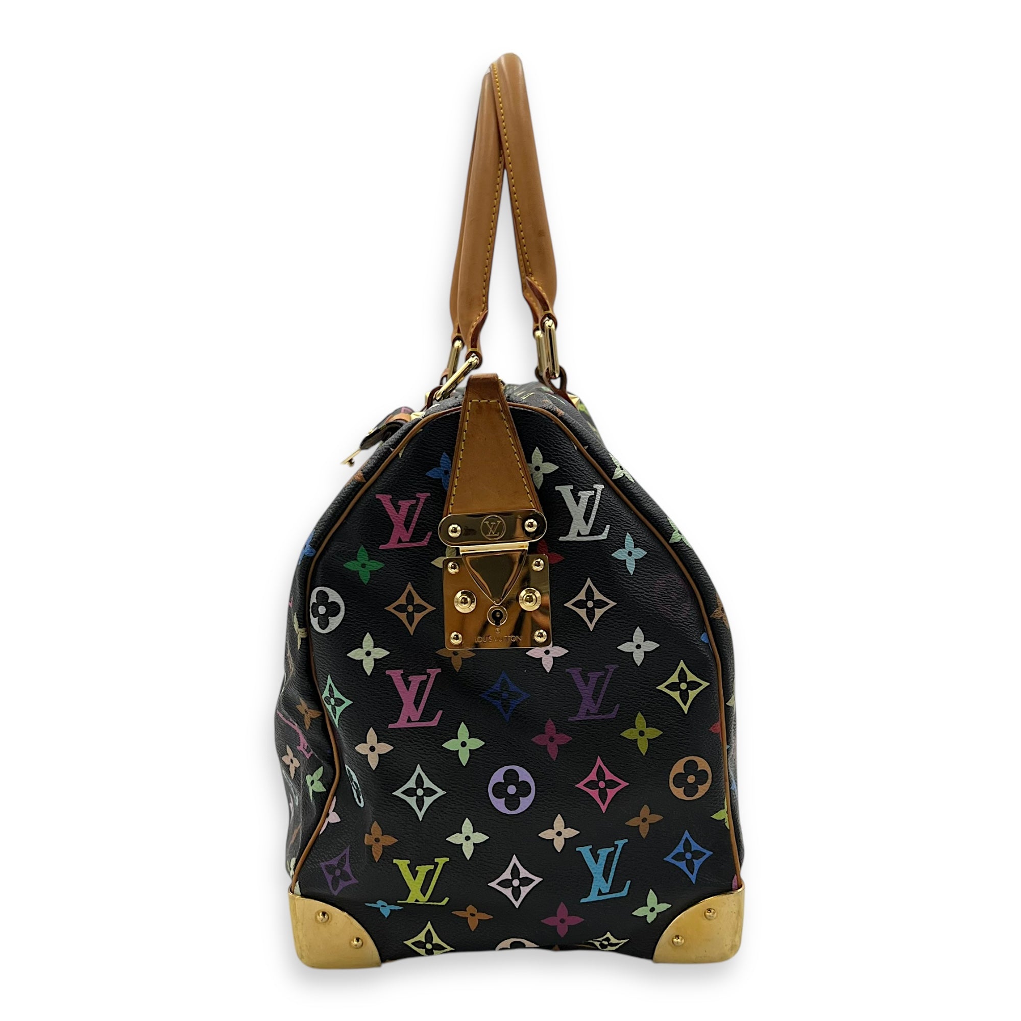 Louis Vuitton Keepall Top Handle Bag Multi-colour in Coated Canvas, Gold hardware_4