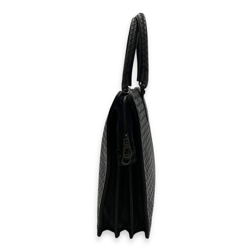 Bottega Veneta Vintage Top Handle Bag Black in Calfskin, Ruthenium hardware_4