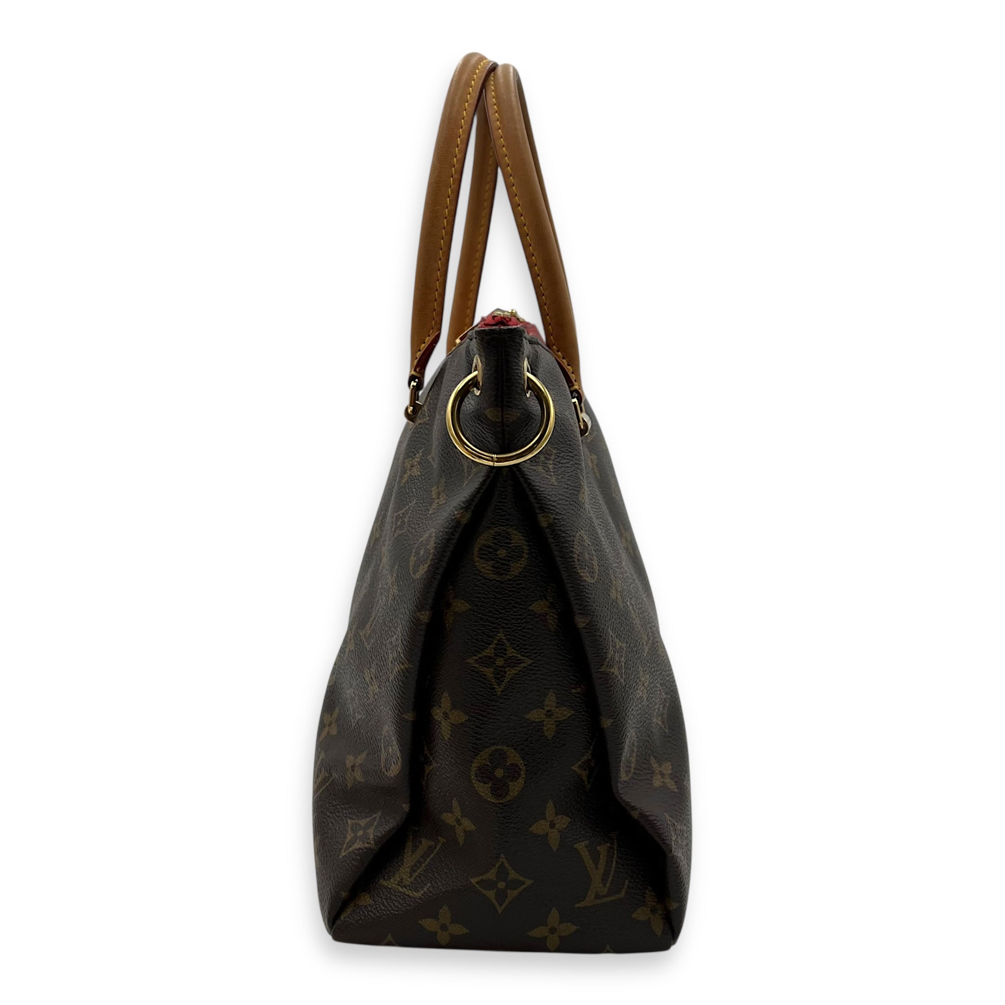 Louis Vuitton Pallas Top Handle Bag Brown in Monogram Coated Canvas, Gold hardware_4
