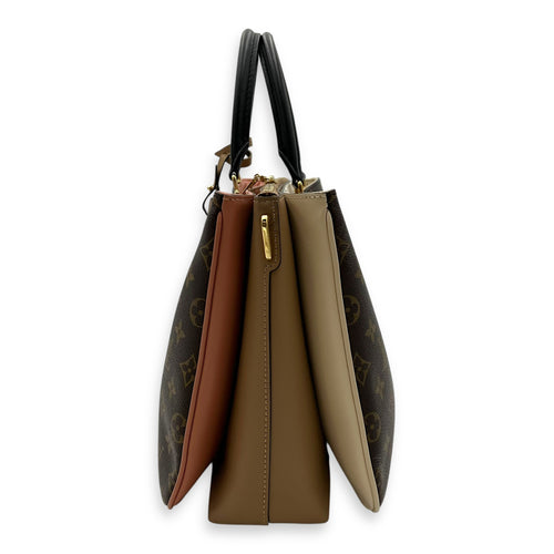 Louis Vuitton Millefeuille Top Handle Bag Brown in Monogram Coated Canvas, Gold hardware_4