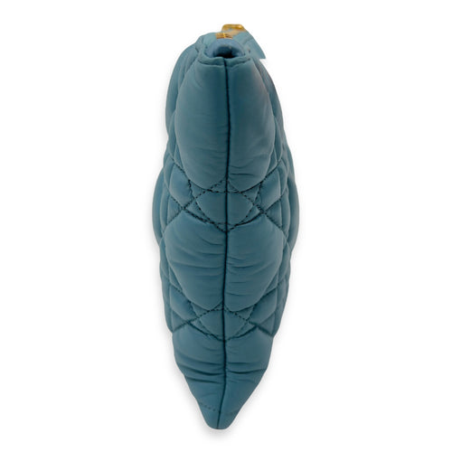 Christian Dior Caro Pouch Blue in Cannage Quilted Padded, Gold hardware_6