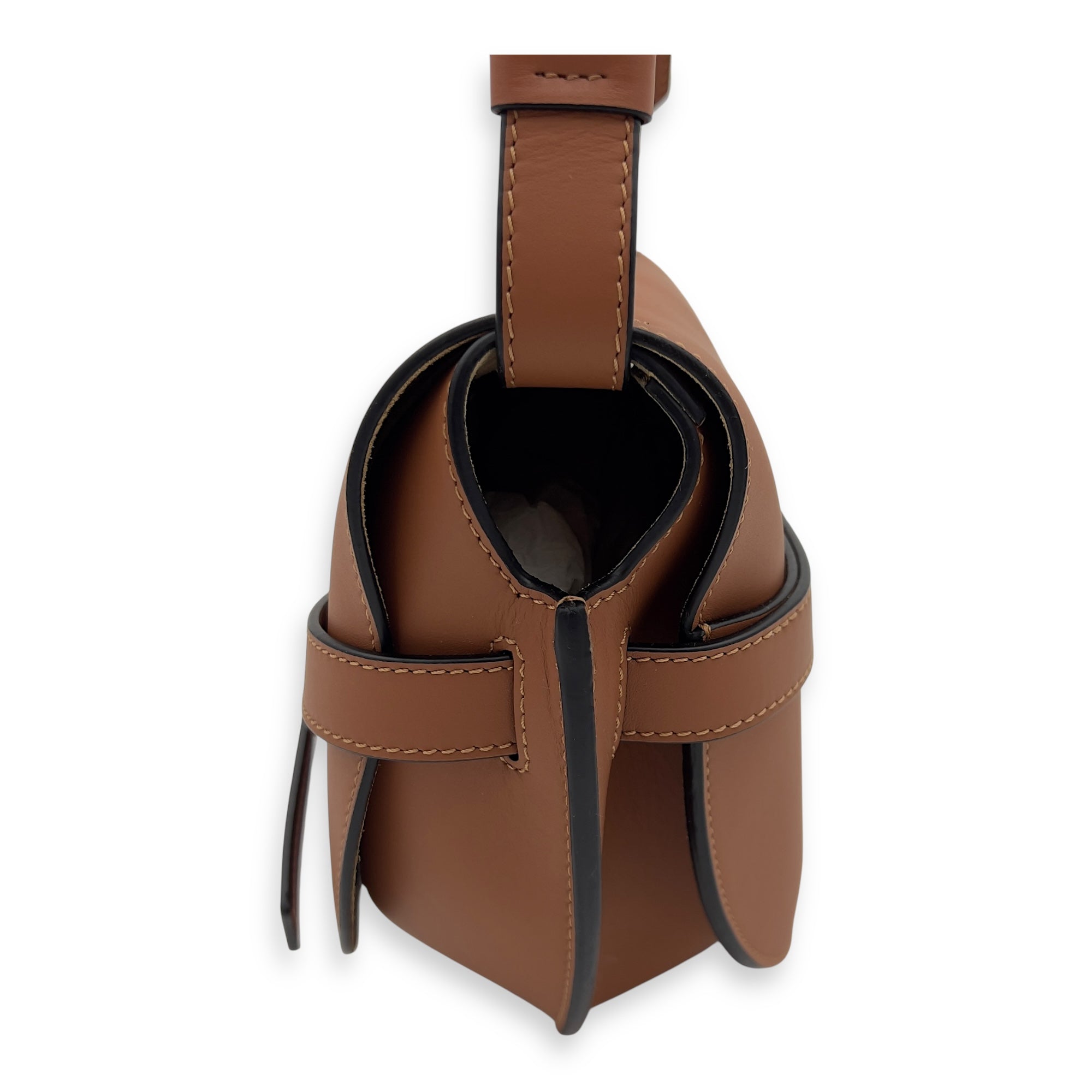 Loewe Gate Crossbody Bag Medium Brown in Calfskin, Gold hardware_5