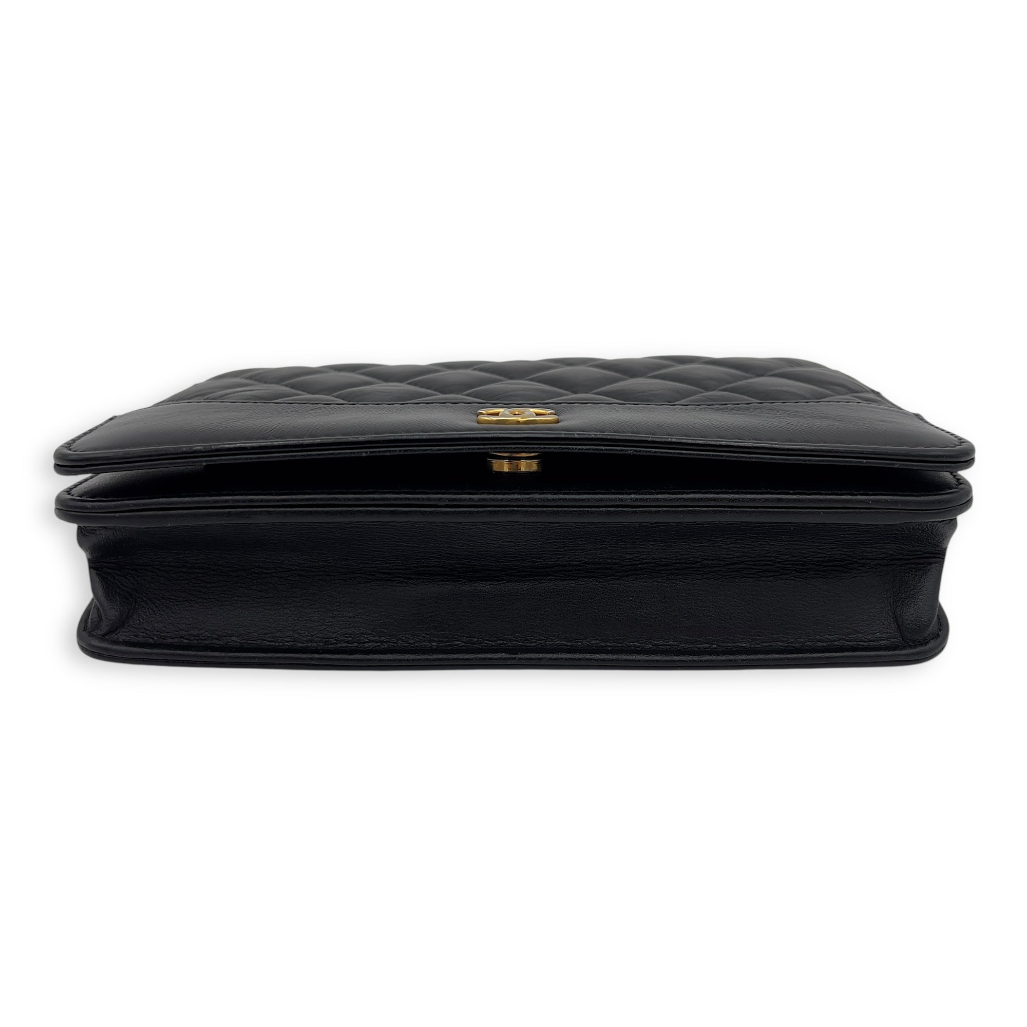 Chanel Gabrielle Wallet On Chain Black in Calfskin, Gold hardware_5