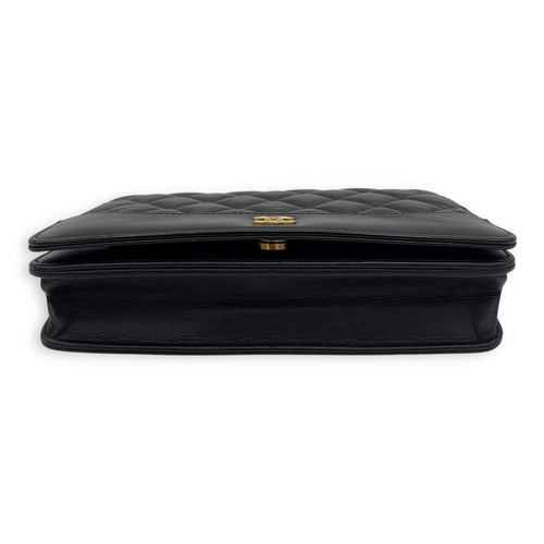 Chanel Gabrielle Wallet On Chain Black in Calfskin, Gold hardware_5