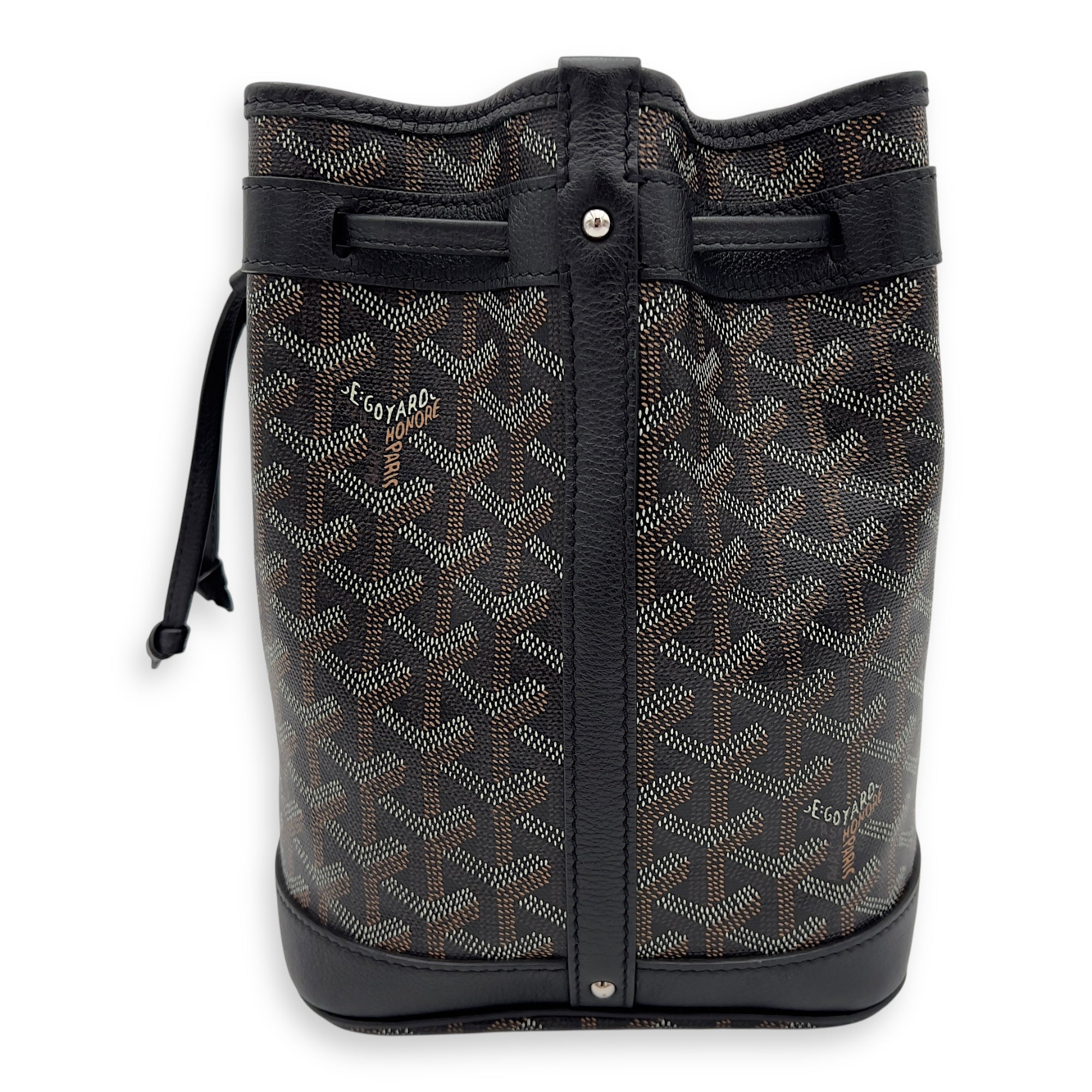 Goyard Flot Bucket Bag Black in Coated Canvas, Silver hardware_6