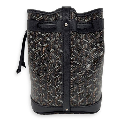 Goyard Flot Bucket Bag Black in Coated Canvas, Silver hardware_6