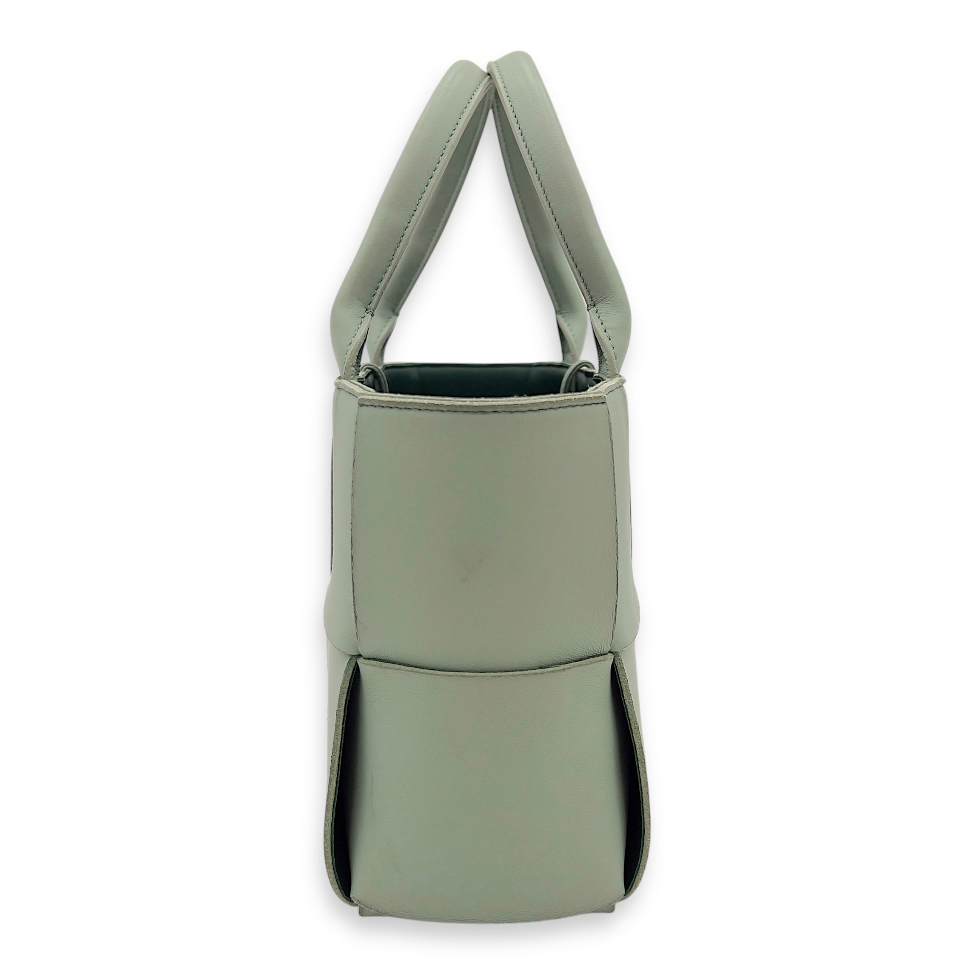 Bottega Veneta Arco Top Handle Bag Green in Lambskin_6