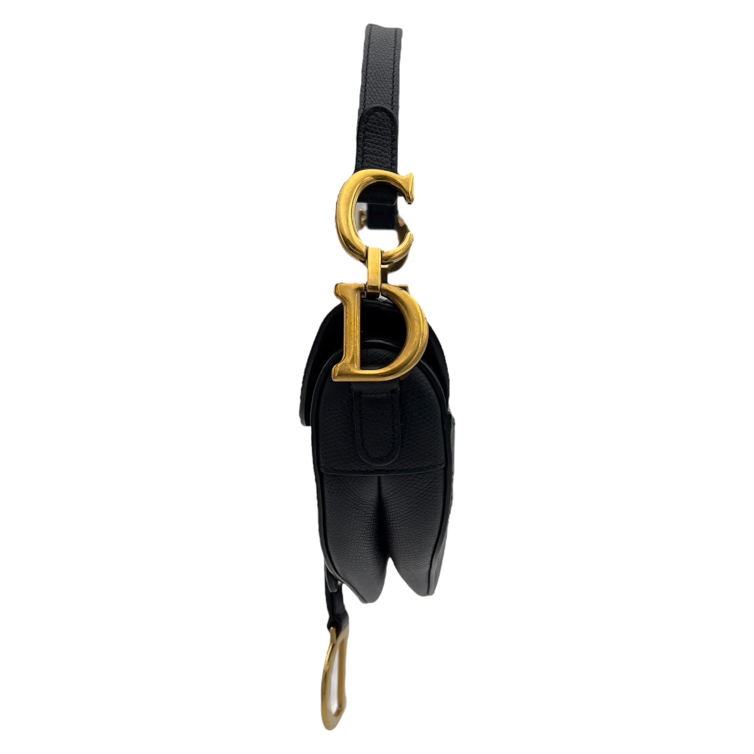 Christian Dior Saddle with Strap Mini Black Crossbody Bag in Calfskin, Brushed Gold hardware_4