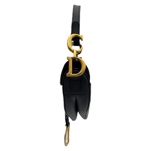 Christian Dior Saddle with Strap Mini Black Crossbody Bag in Calfskin, Brushed Gold hardware_4