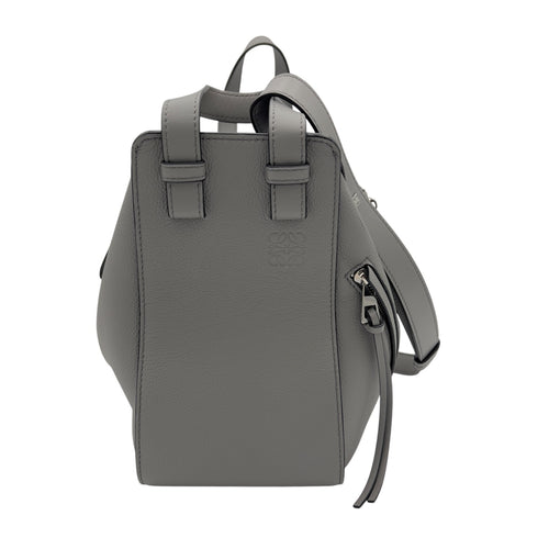 Loewe Hammock Small Grey Top Handle Bag in Calfskin, Silver hardware_4
