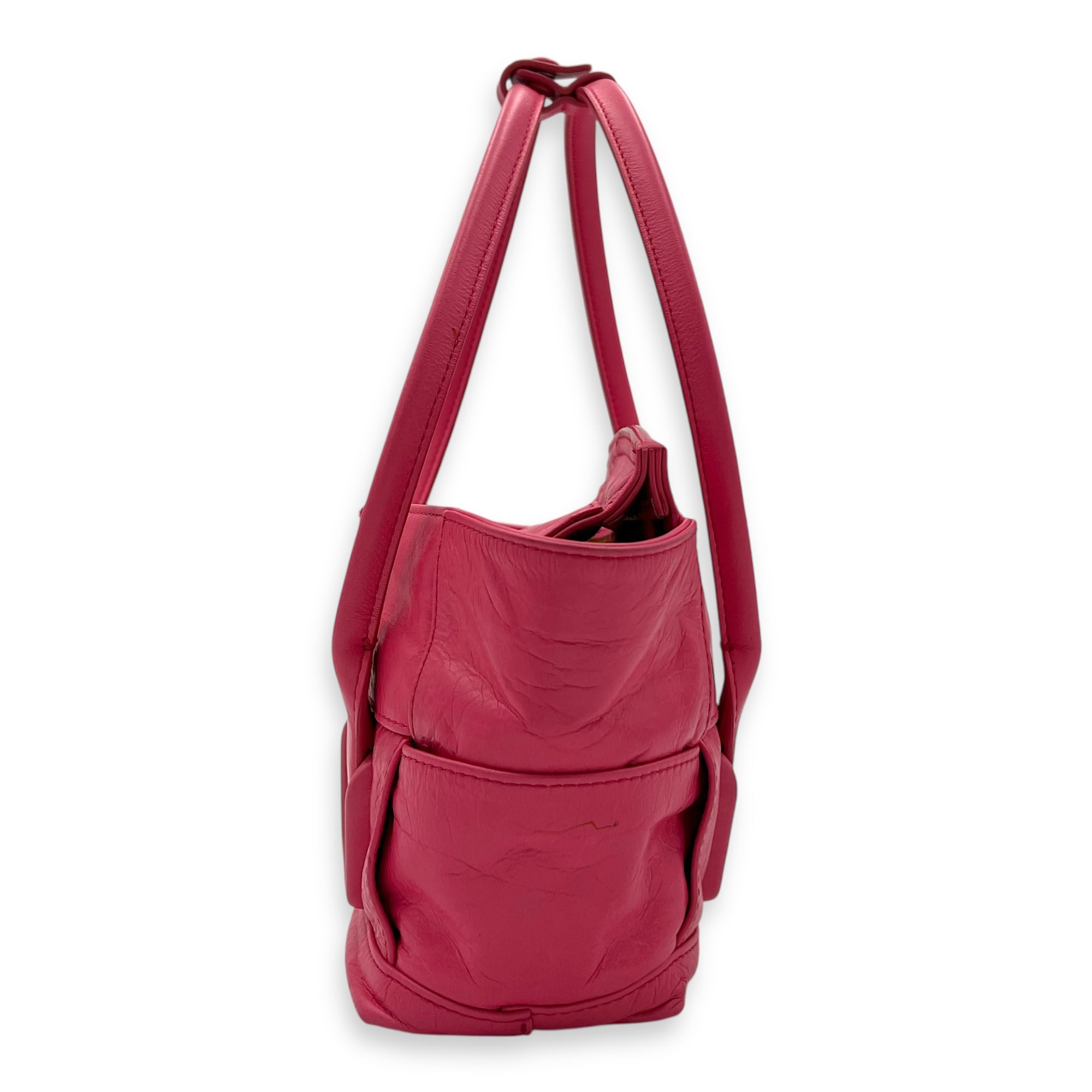 Bottega Veneta Arco Top Handle Bag Mini Pink in Calfskin_4