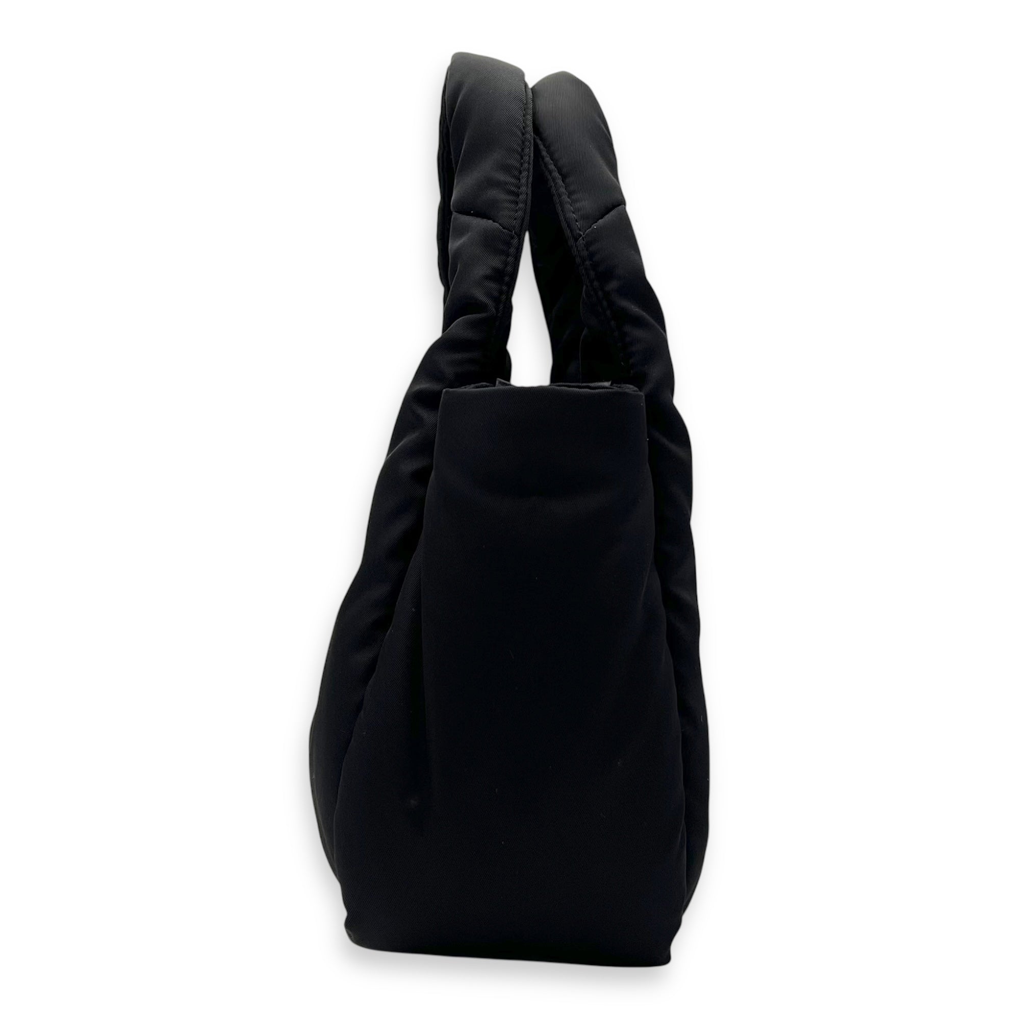 Prada Re-Nylon Padded Black Top Handle Bag in Nylon, Silver hardware_4