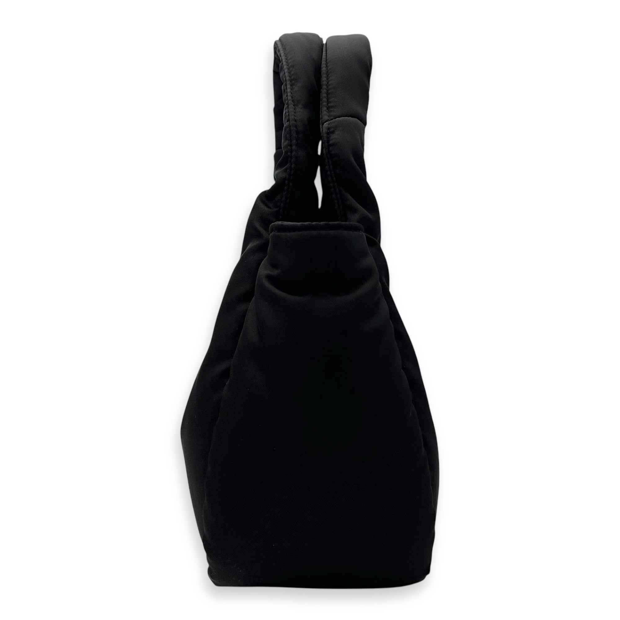 Prada Re-Nylon Padded Black Top Handle Bag in Nylon, Silver hardware_4