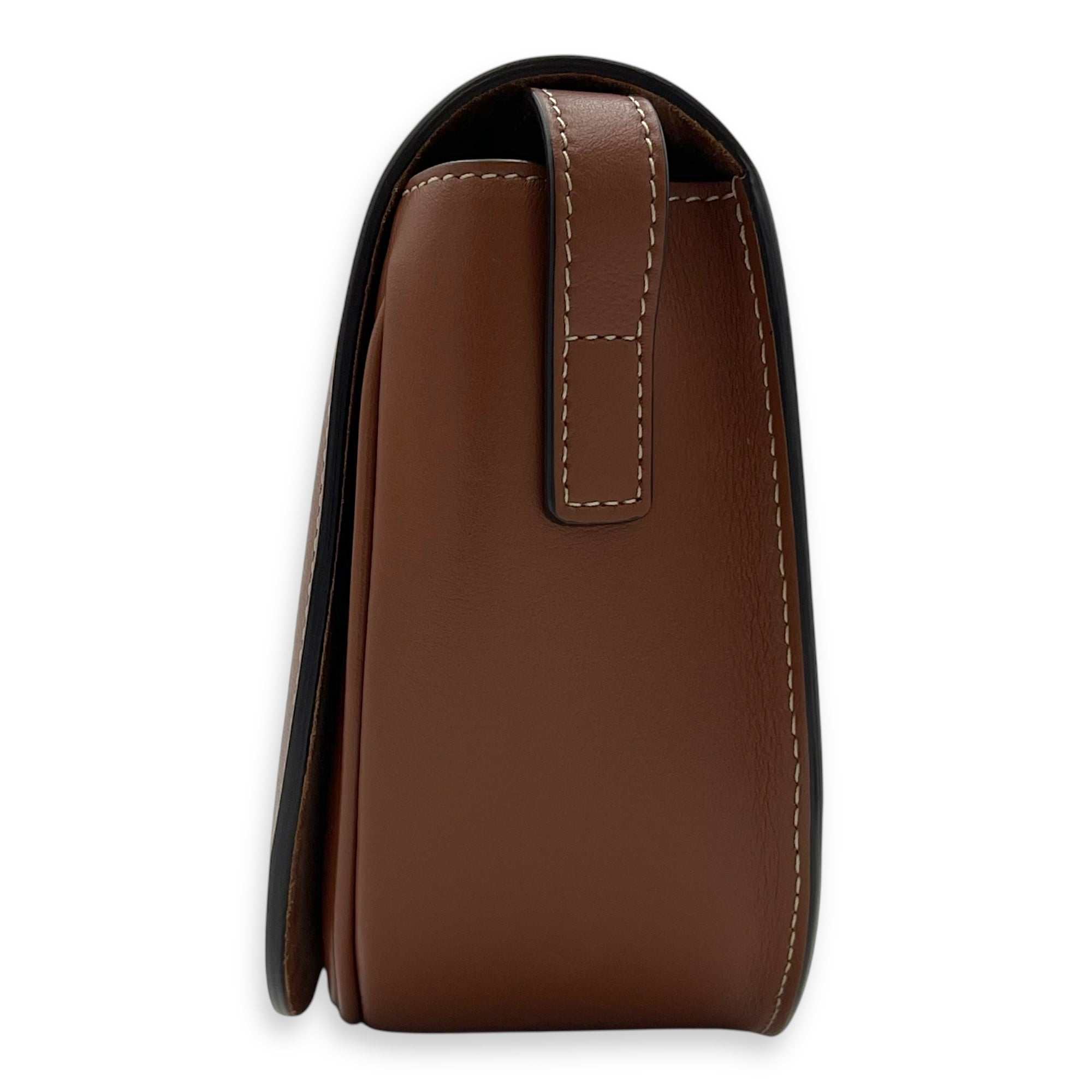 Celine Folco Crossbody Bag Brown in Calfskin, Gold hardware_4