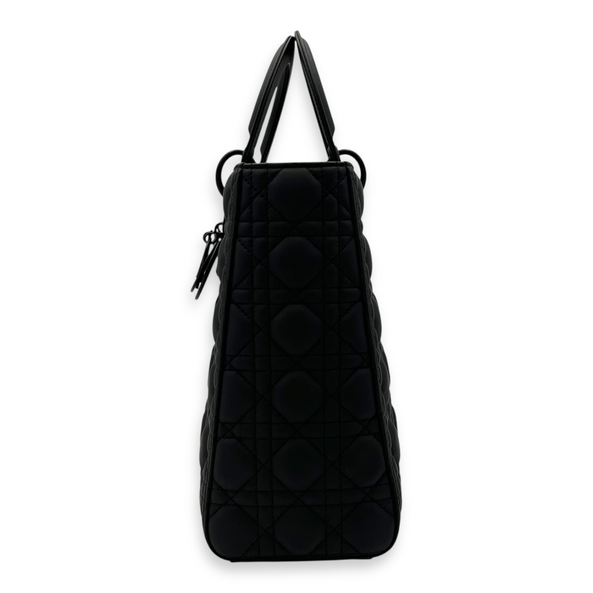 Christian Dior Lady Dior Top Handle Bag Large Ultramatte in Lambskin, Lacquered Metal hardware_4