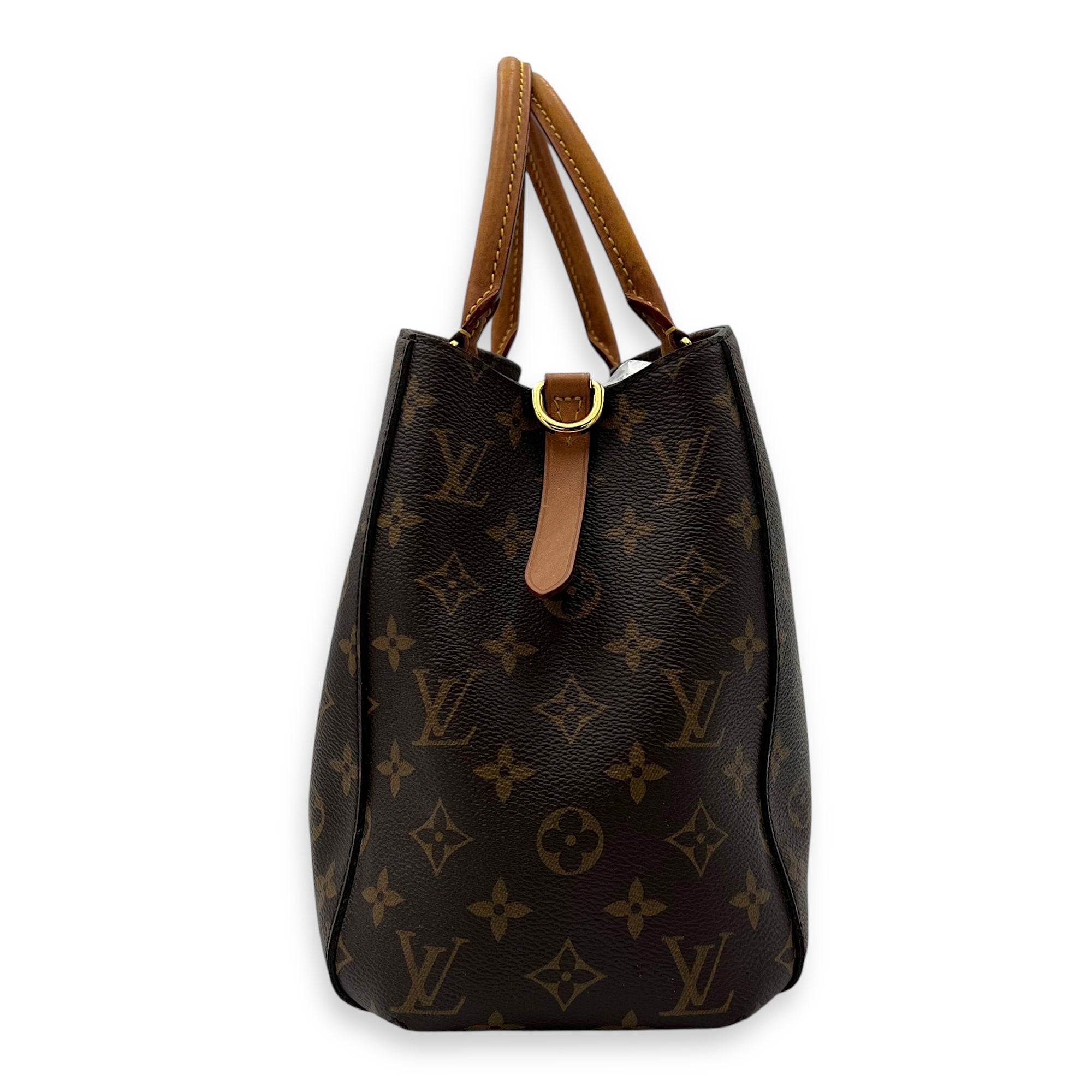 Louis Vuitton Montaigne MM Brown Top Handle Bag in Monogram Coated Canvas, Gold hardware_4