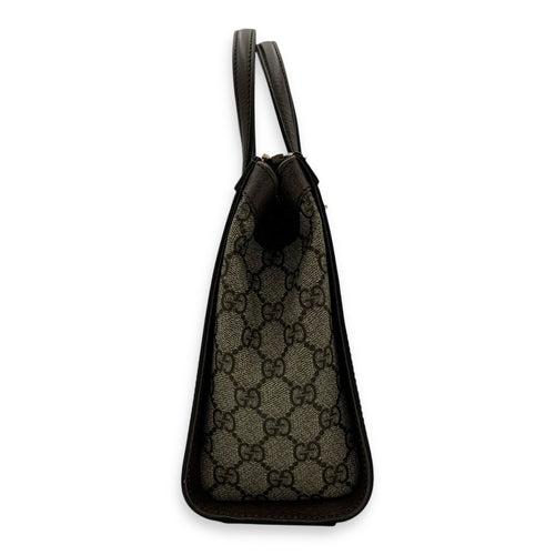 Gucci Ophidia Small Brown Top Handle Bag in Monogram Coated Canvas, Gold hardware_4