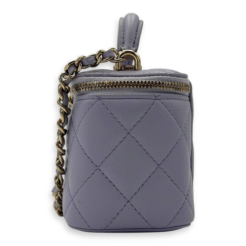 Chanel Vanity Crossbody Bag Mini Purple in Lambskin, Gold hardware_4
