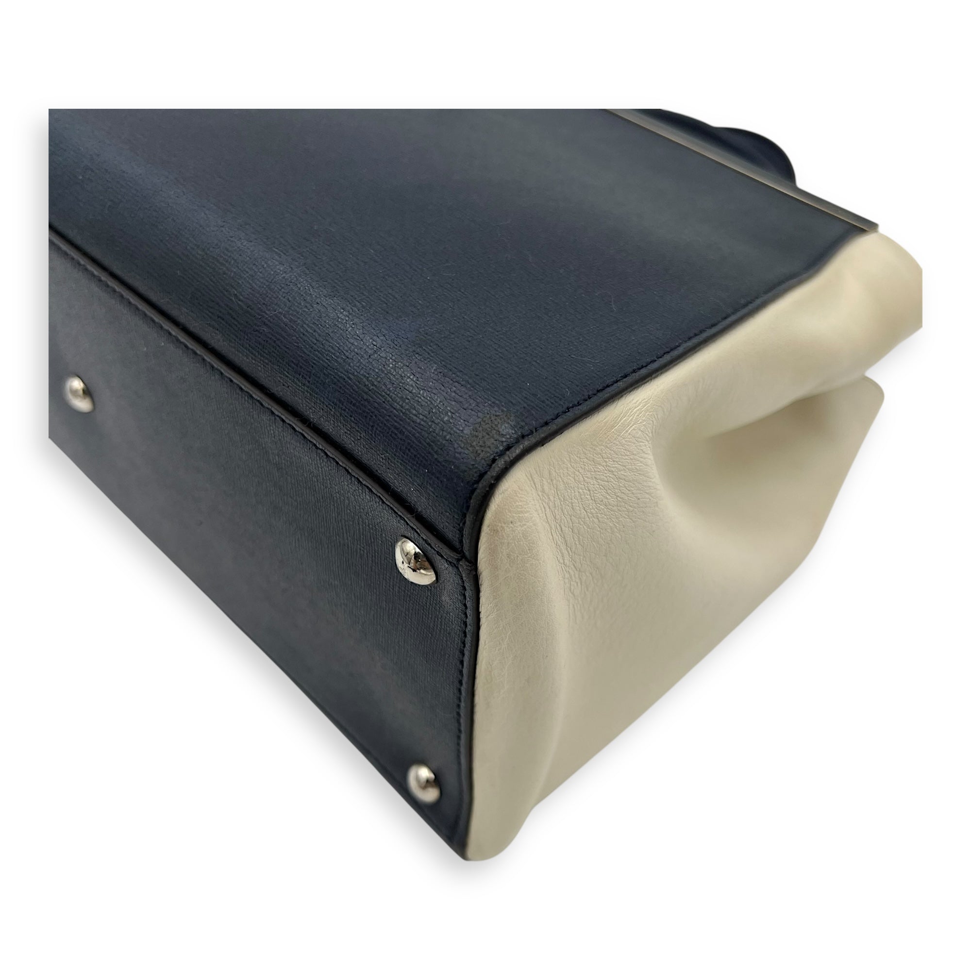 Fendi 2Jours Top Handle Bag Blue in Calfskin, Silver hardware_9