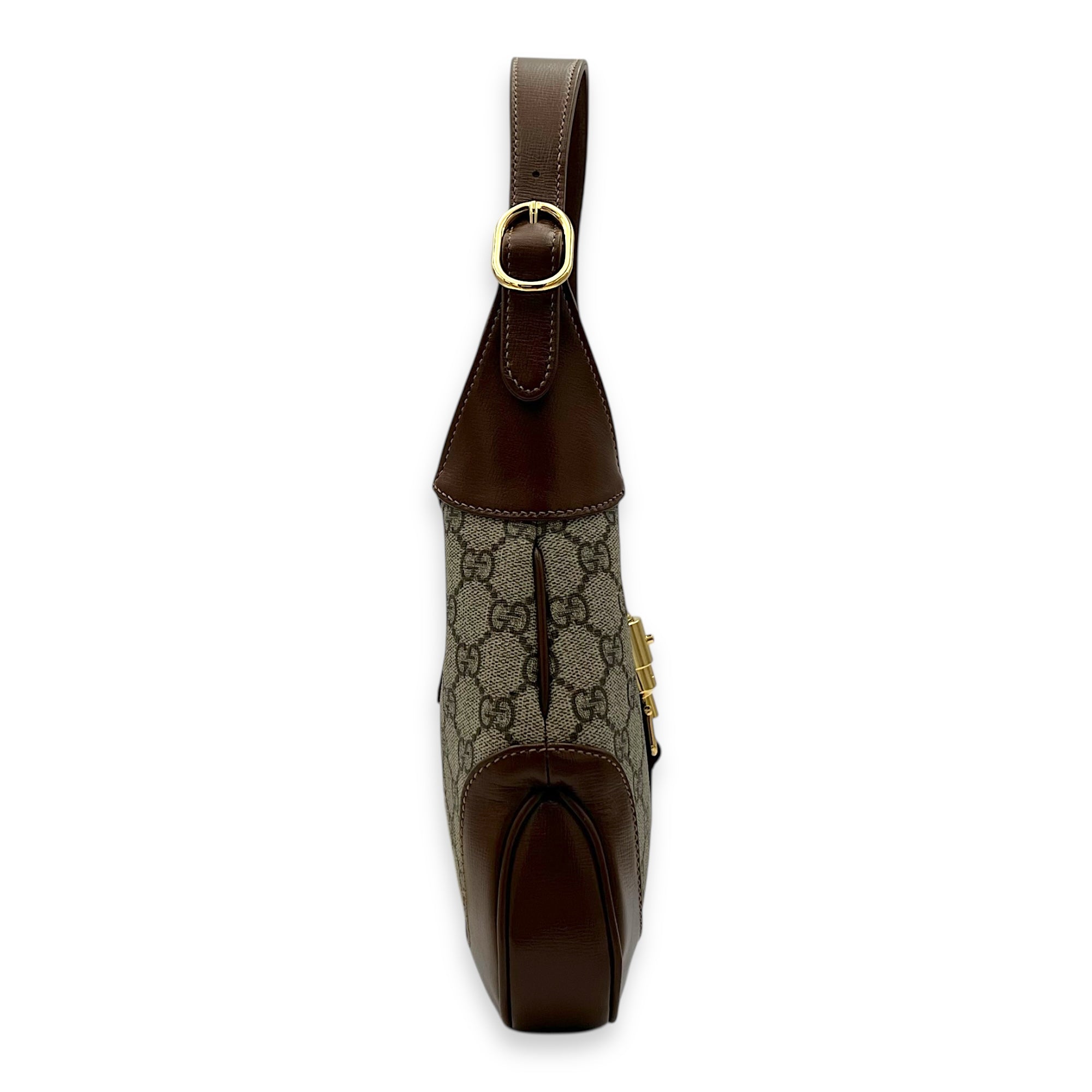 Gucci Jackie 1961 Top Handle Bag Brown in Coated Canvas, Gold hardware_4