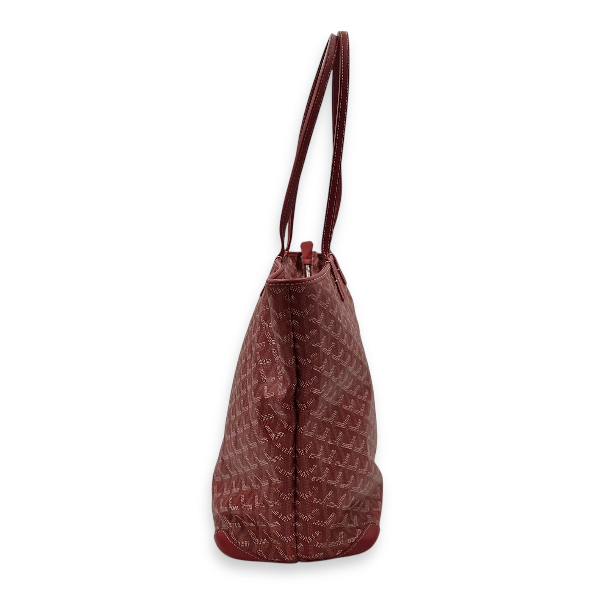 Goyard Artois MM Red Tote Bag in Coated Canvas, Silver hardware_4