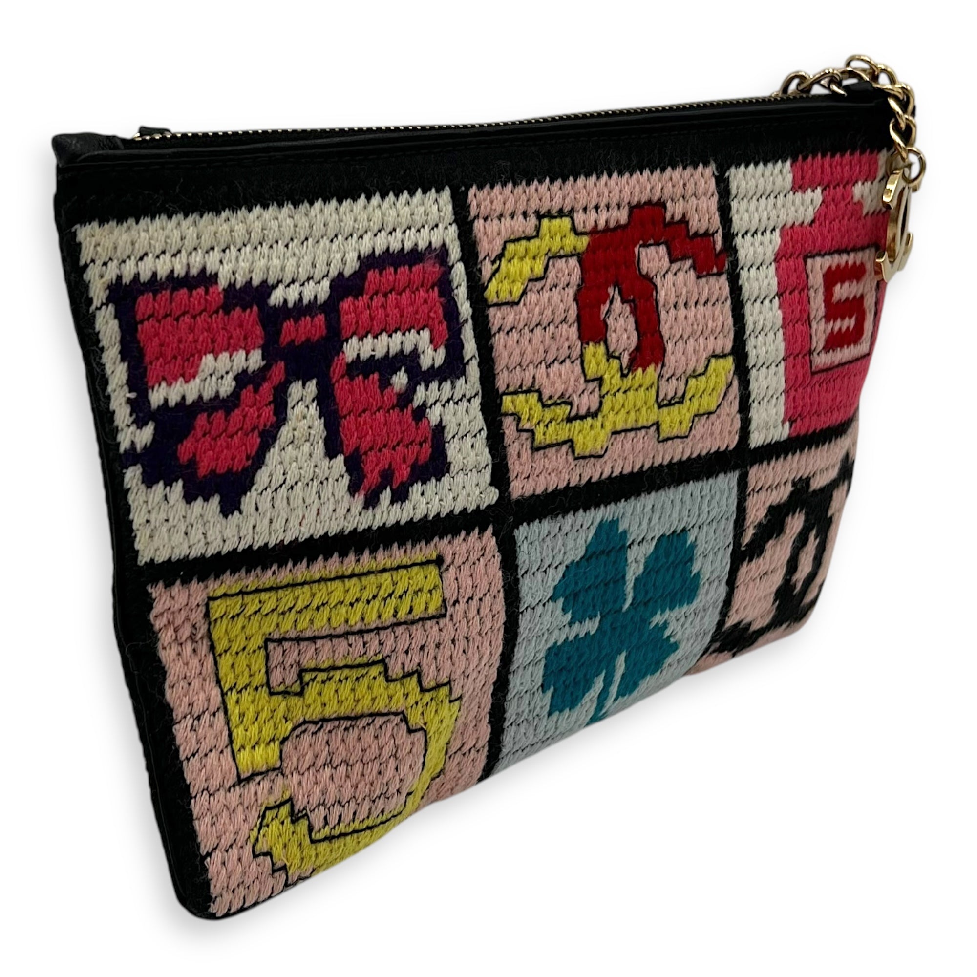 Chanel Patchwork Clutch Multi-colour in Knit, Gold hardware_4