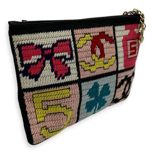 Chanel Patchwork Clutch Multi-colour in Knit, Gold hardware_4