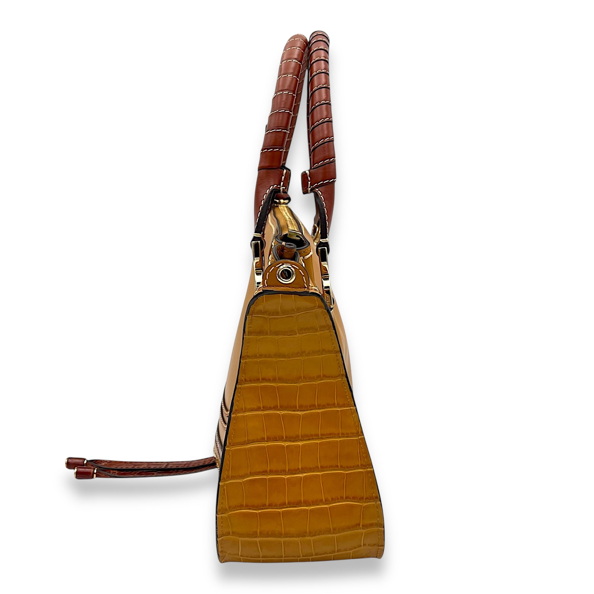 Chloé Marcie Top Handle Bag Brown in Calfskin, Gold hardware_4