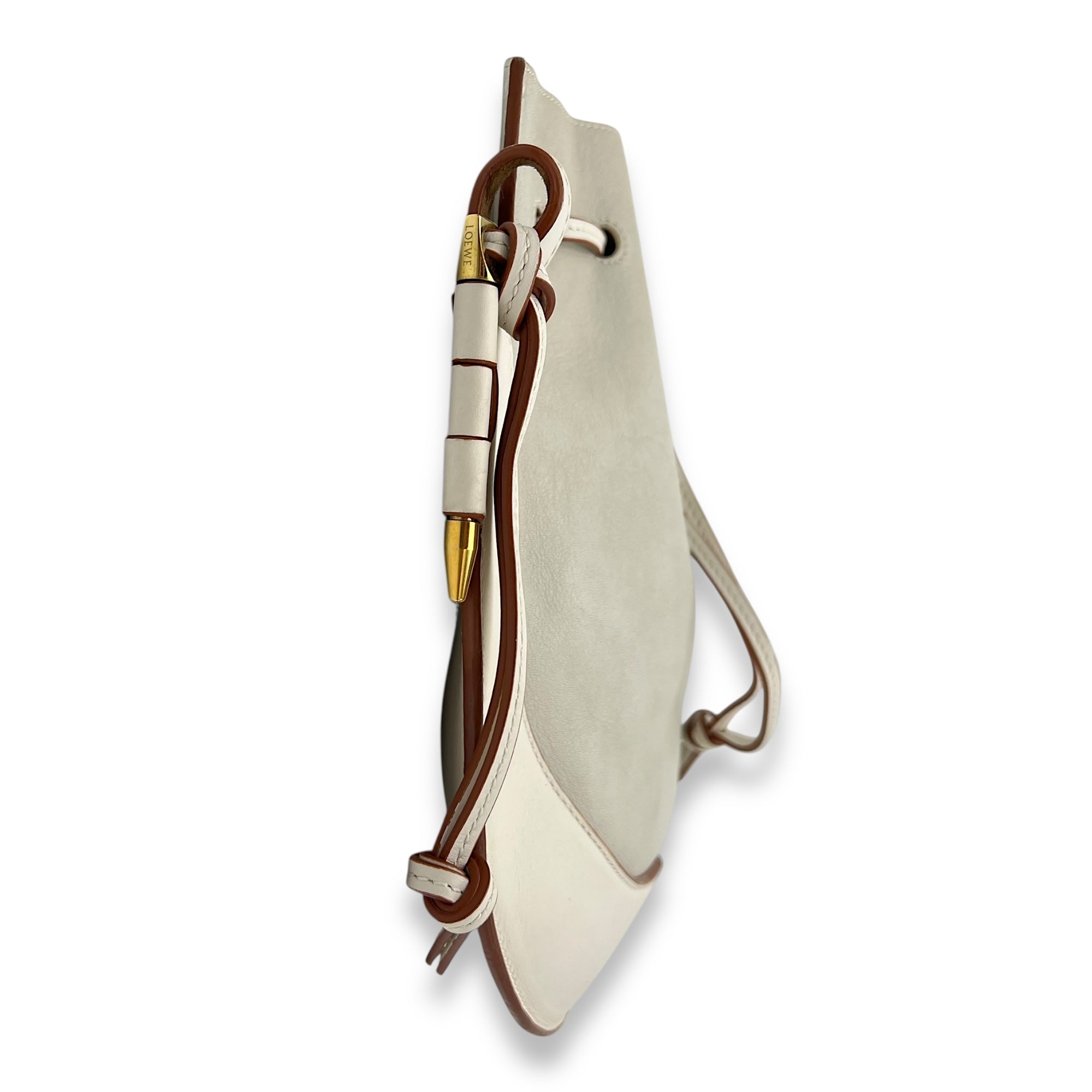 Loewe Horseshoe Crossbody Bag White in Calfskin, Gold hardware_4