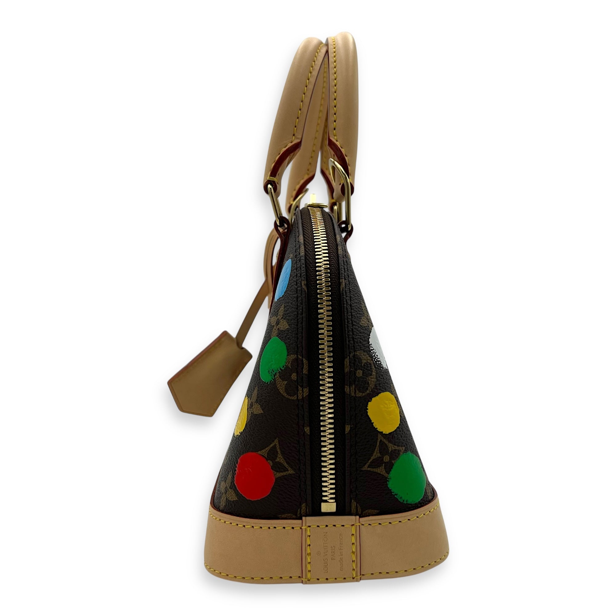 Louis Vuitton Alma BB Brown Top Handle Bag in Monogram Coated Canvas, Gold hardware_4