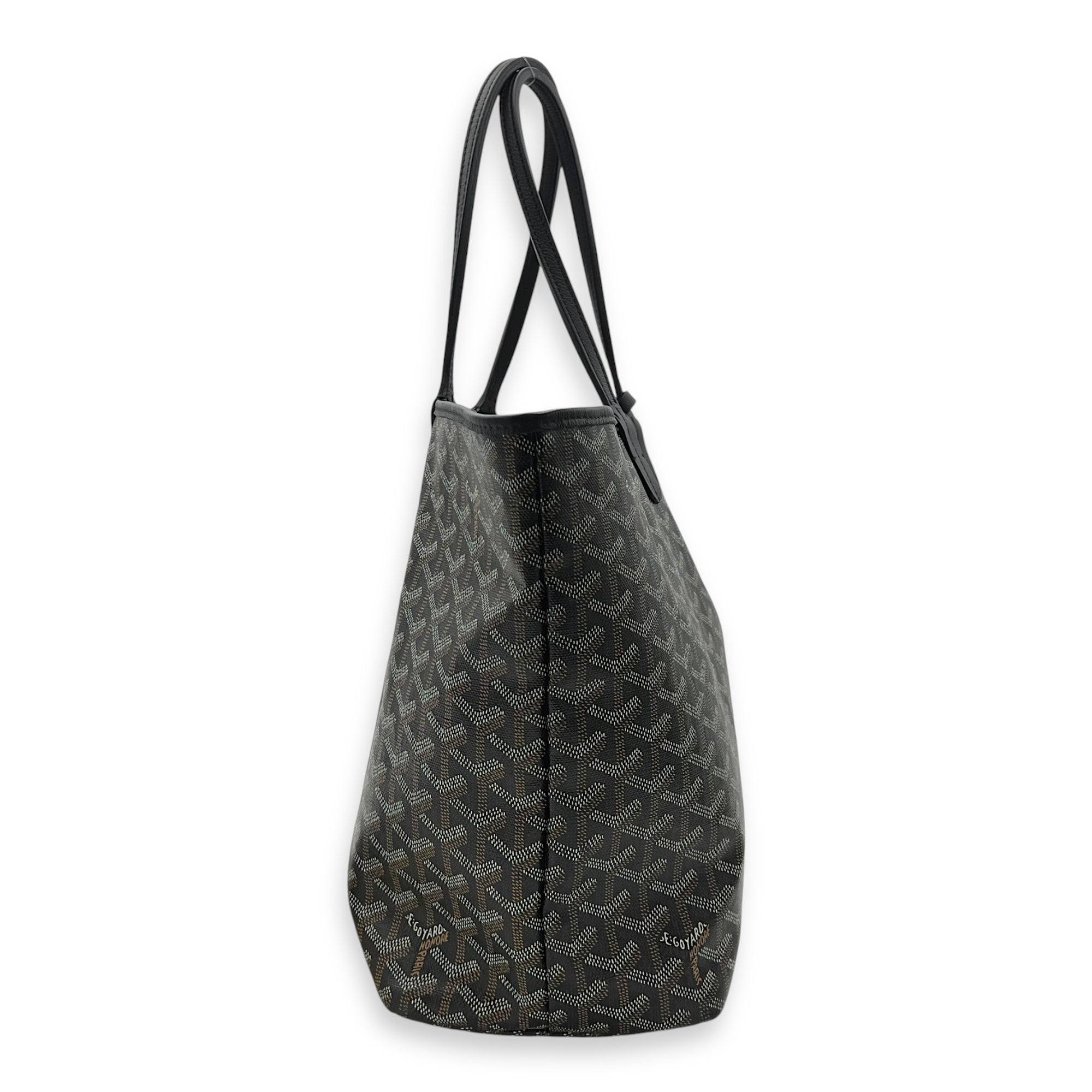 Goyard Saint Louis Tote Bag PM Black in Coated Canvas, Silver hardware_4