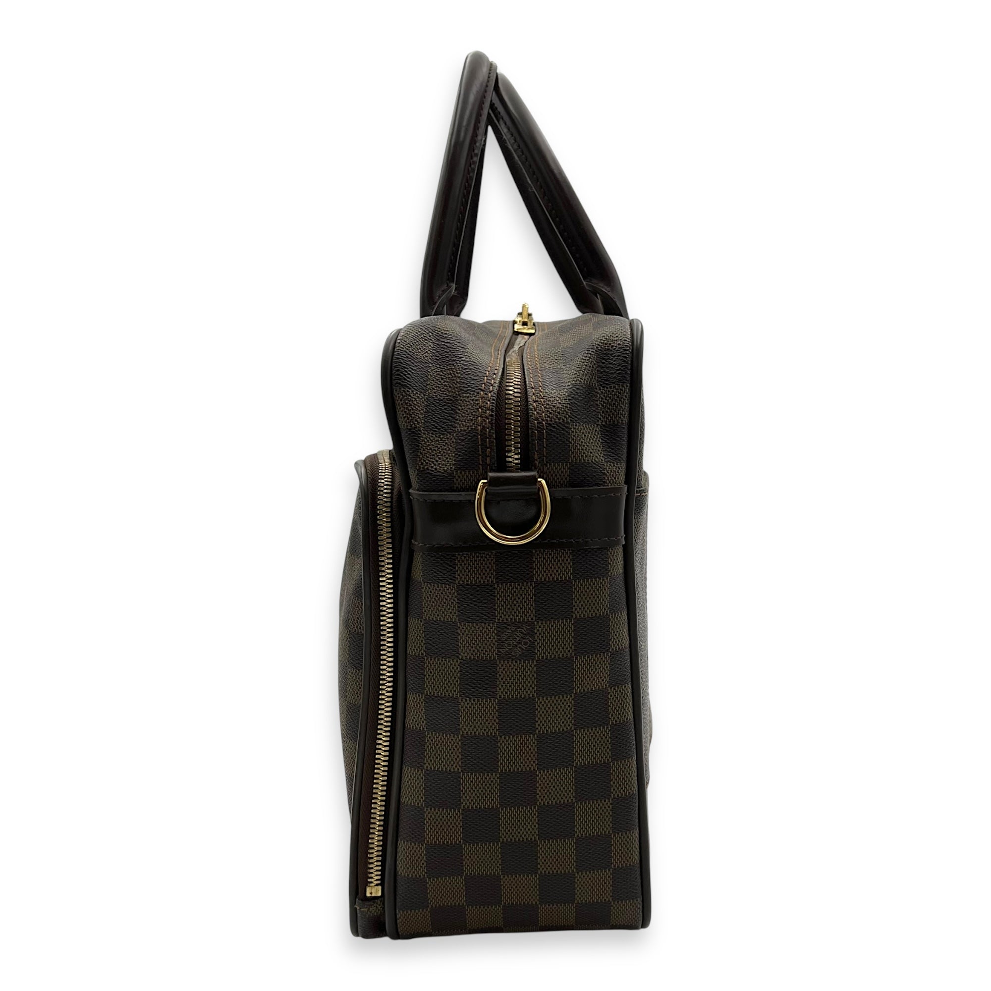 Louis Vuitton ICare Top Handle Bag Brown in Coated Canvas, Gold hardware_4