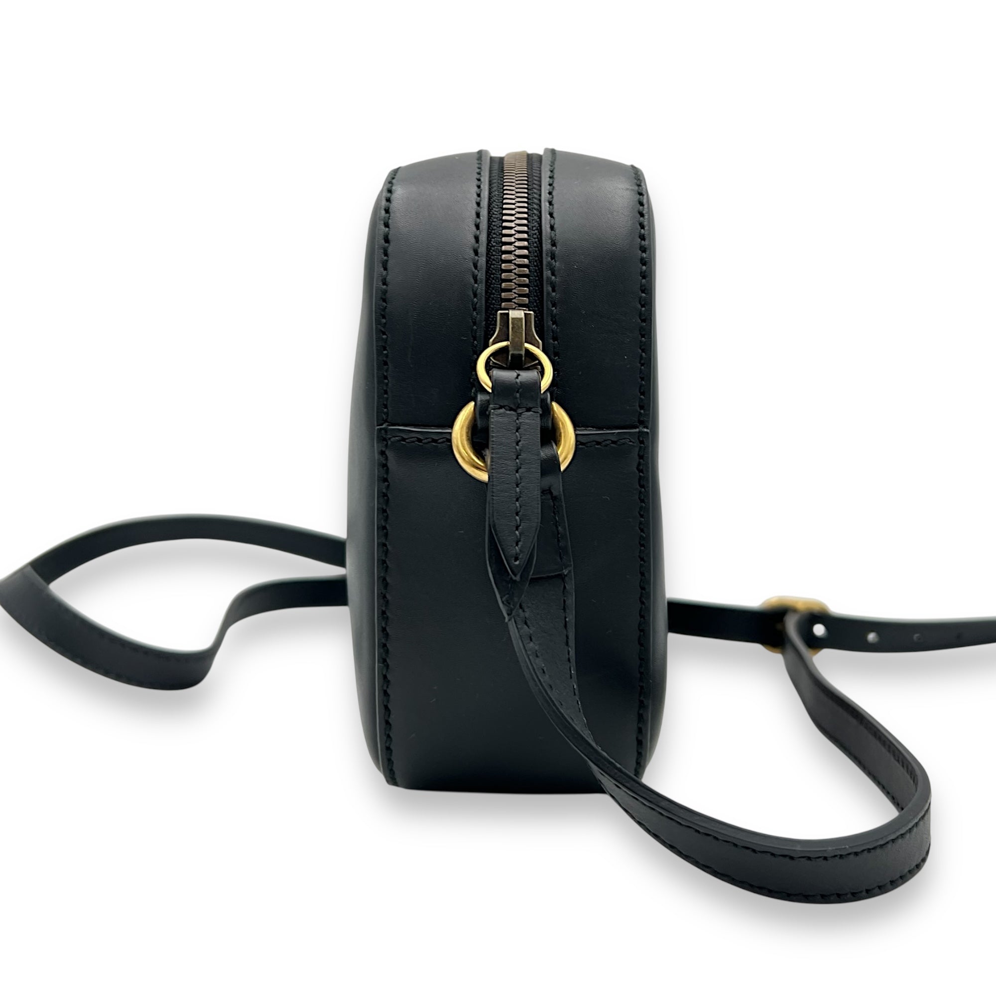 Gucci Bee Crossbody Bag Black in Calfskin, Gold hardware_4