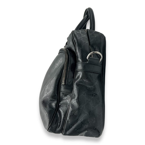 Gucci GG Top Handle Bag Black in Coated Canvas, Silver hardware_4