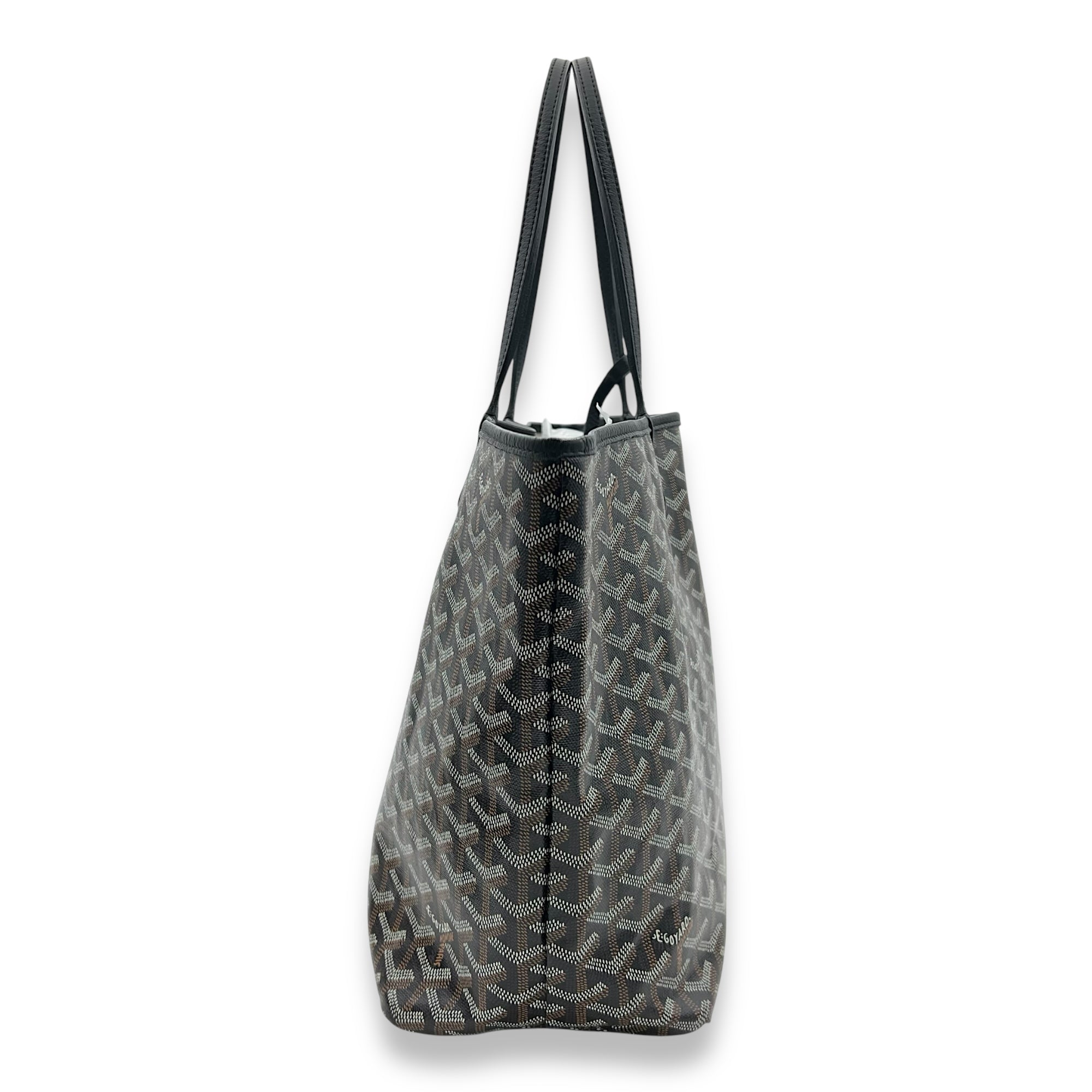 Goyard Saint Louis Tote Bag PM Black in Coated Canvas, Silver hardware_4