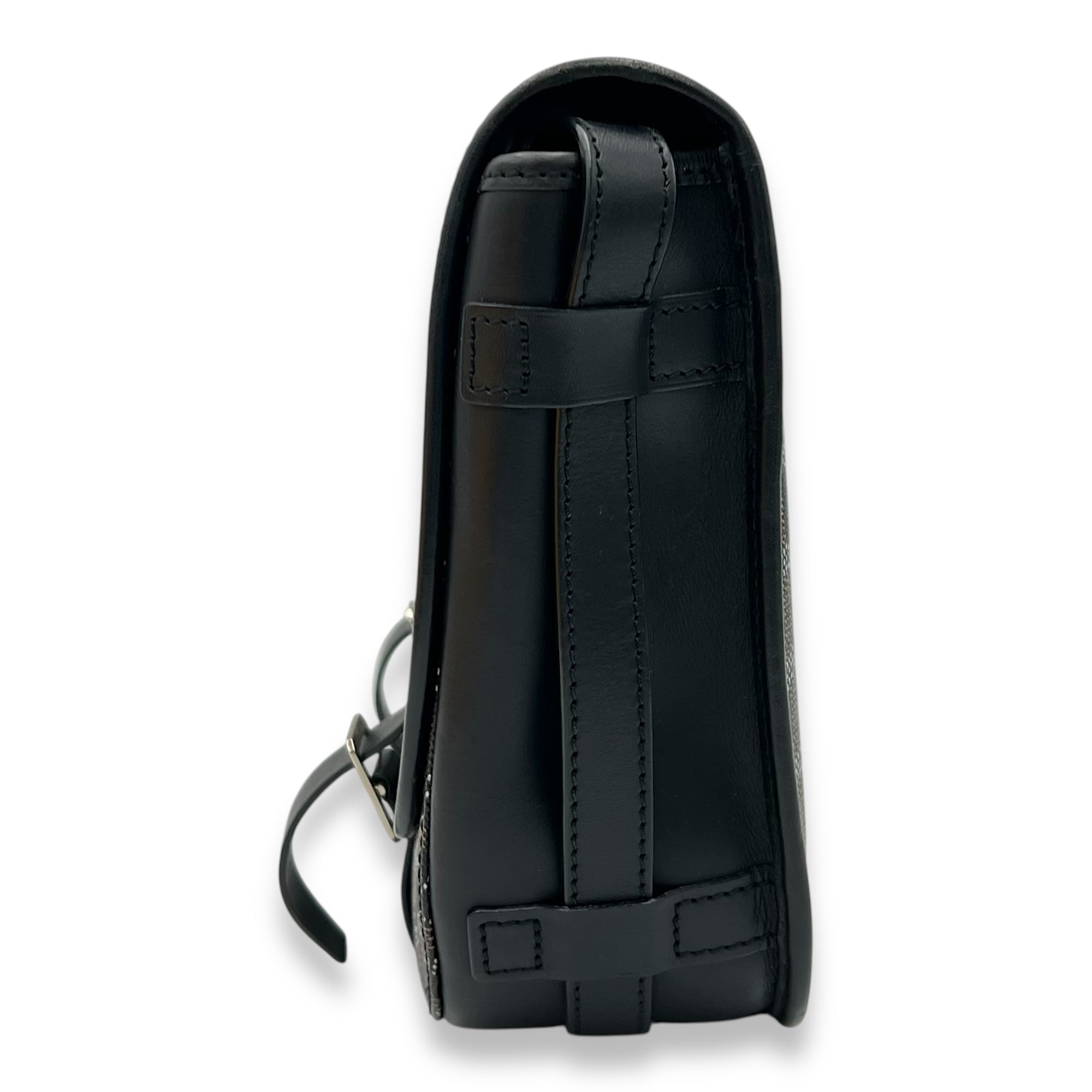 Goyard Belvedere Messenger MM Black in Coated Canvas, Silver hardware_4