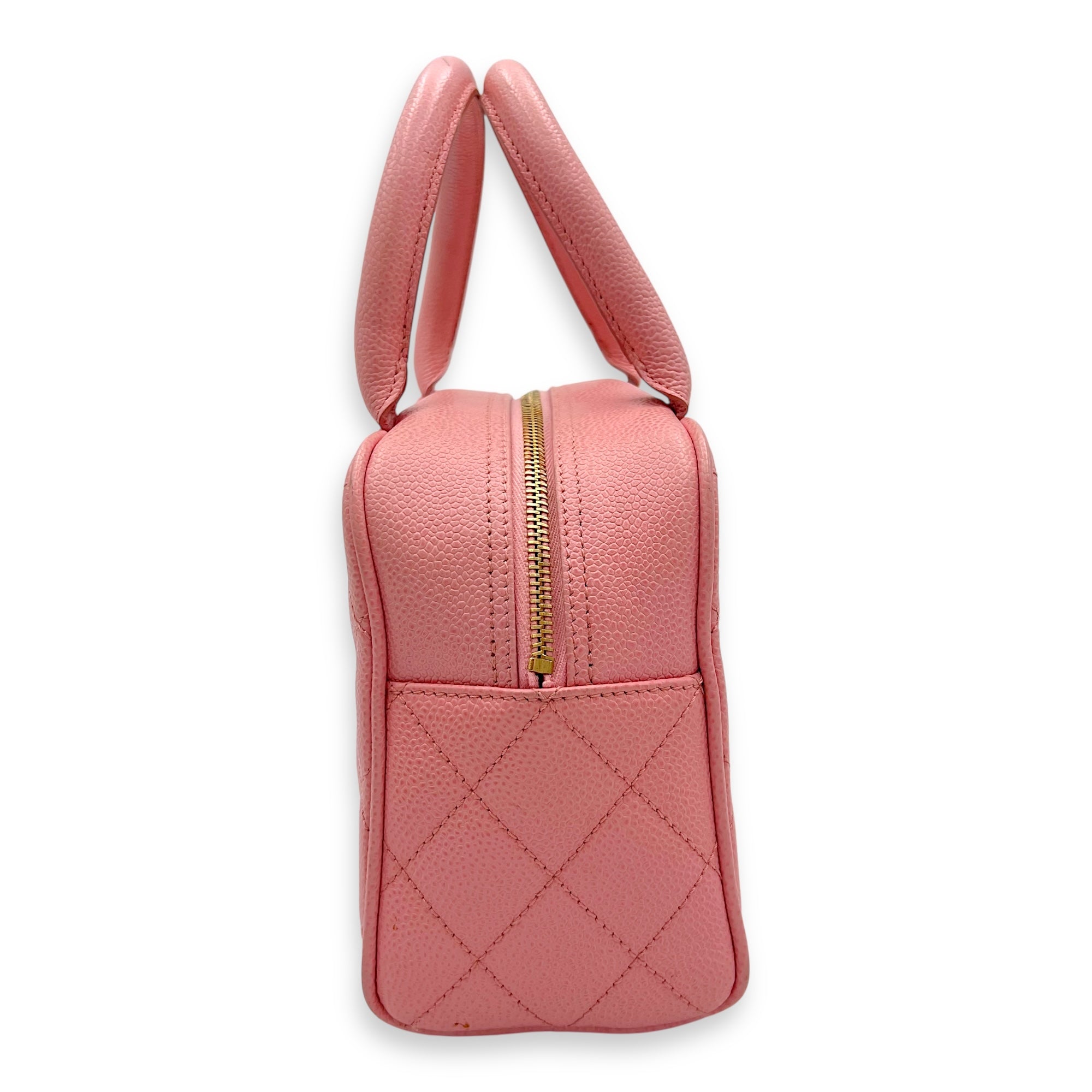 Chanel Bowling Pink Top Handle Bag in Caviar Leather, Gold hardware_4