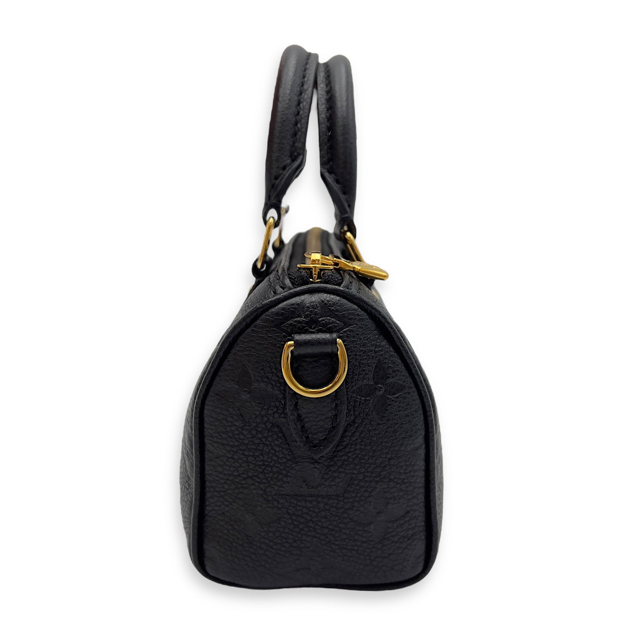 Louis Vuitton Speedy Nano Black Top Handle Bag in Monogram Empreinte Leather, Gold hardware_6