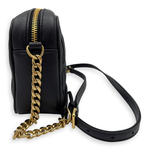 Prada Gaufre Camera Black Crossbody Bag in Lambskin, Gold hardware_4
