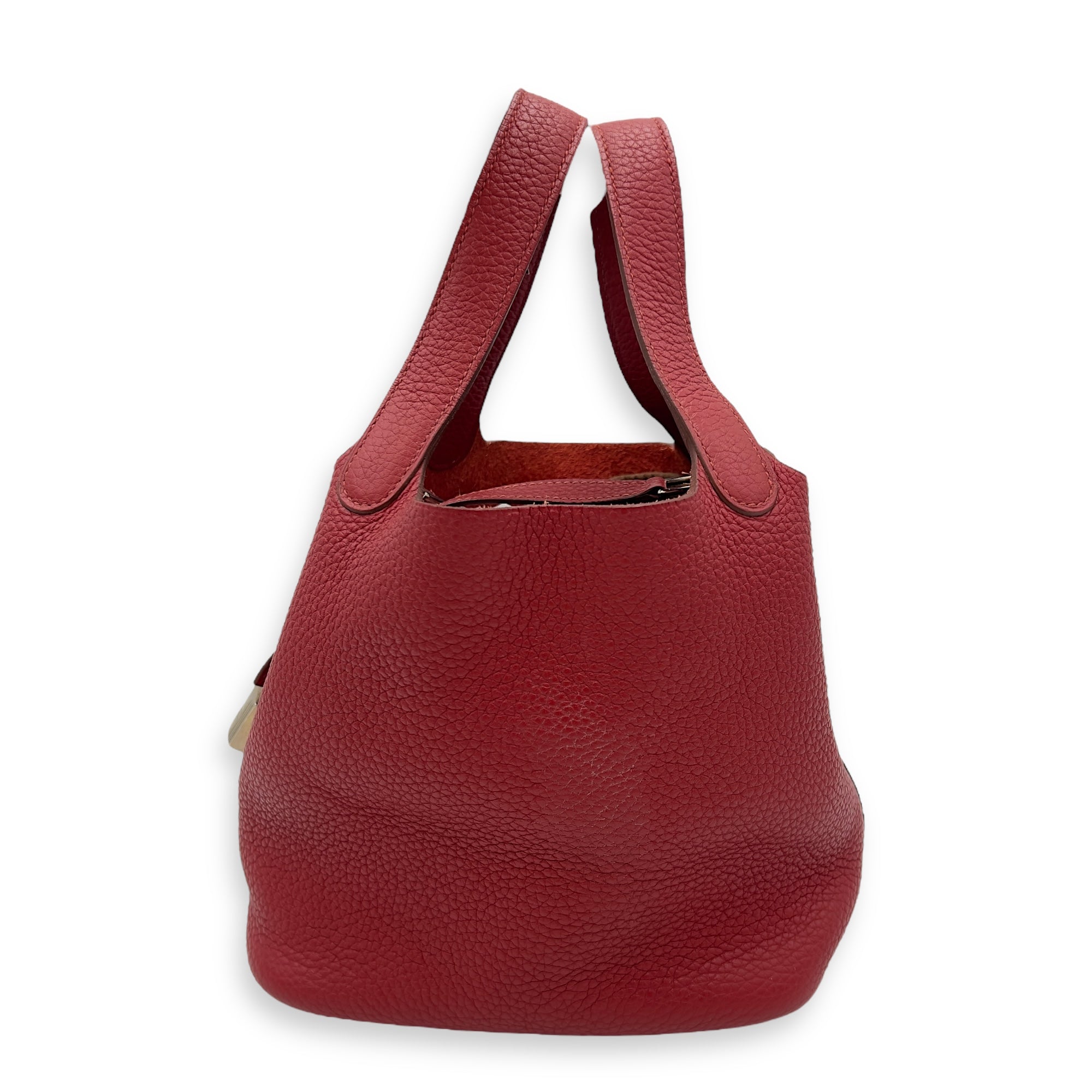 Hermès Picotin 18 Rouge Garance Top Handle Bag in Clemence, Palladium hardware_4