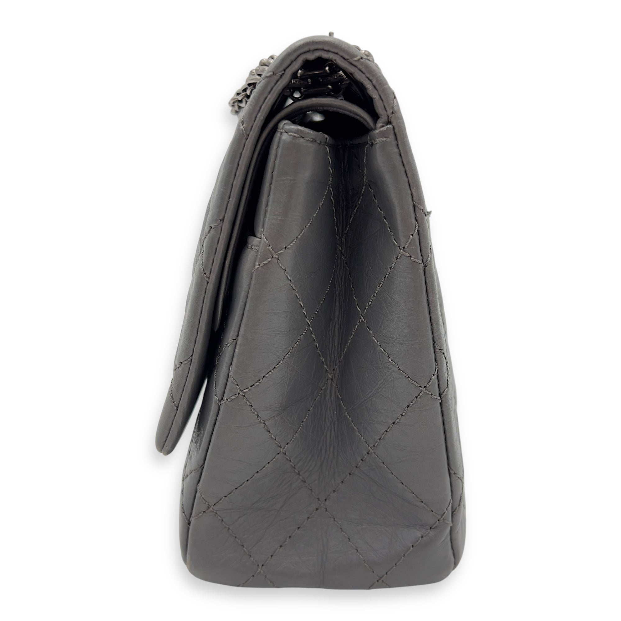 Chanel 2.55 Shoulder Bag Grey in Calfskin, Ruthenium hardware_6