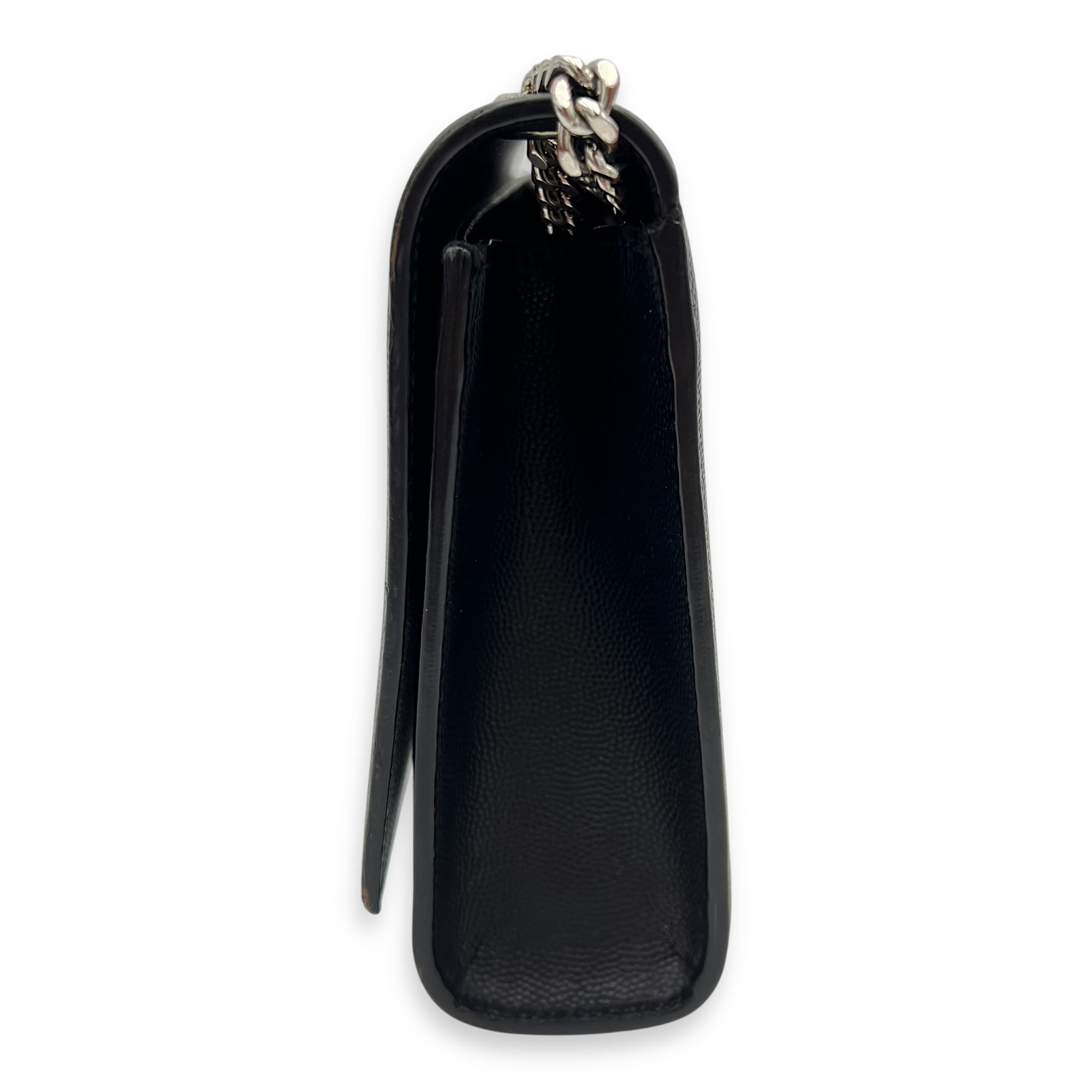 Saint Laurent Kate Crossbody Bag Black in Calfskin, Silver hardware_4