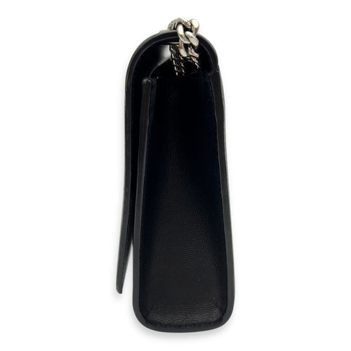 Saint Laurent Kate Crossbody Bag Black in Calfskin, Silver hardware_4