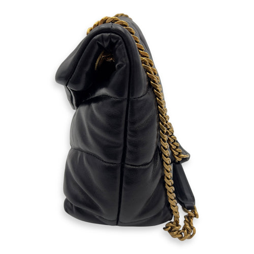 Saint Laurent Puffer Shoulder Bag Black in Calfskin, Gold hardware_4